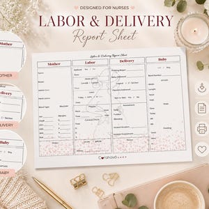 Delicate Labor and Delivery Report Sheet | OB Nursing Notes | Mother & Baby Report | Printable PDF | Digital Download