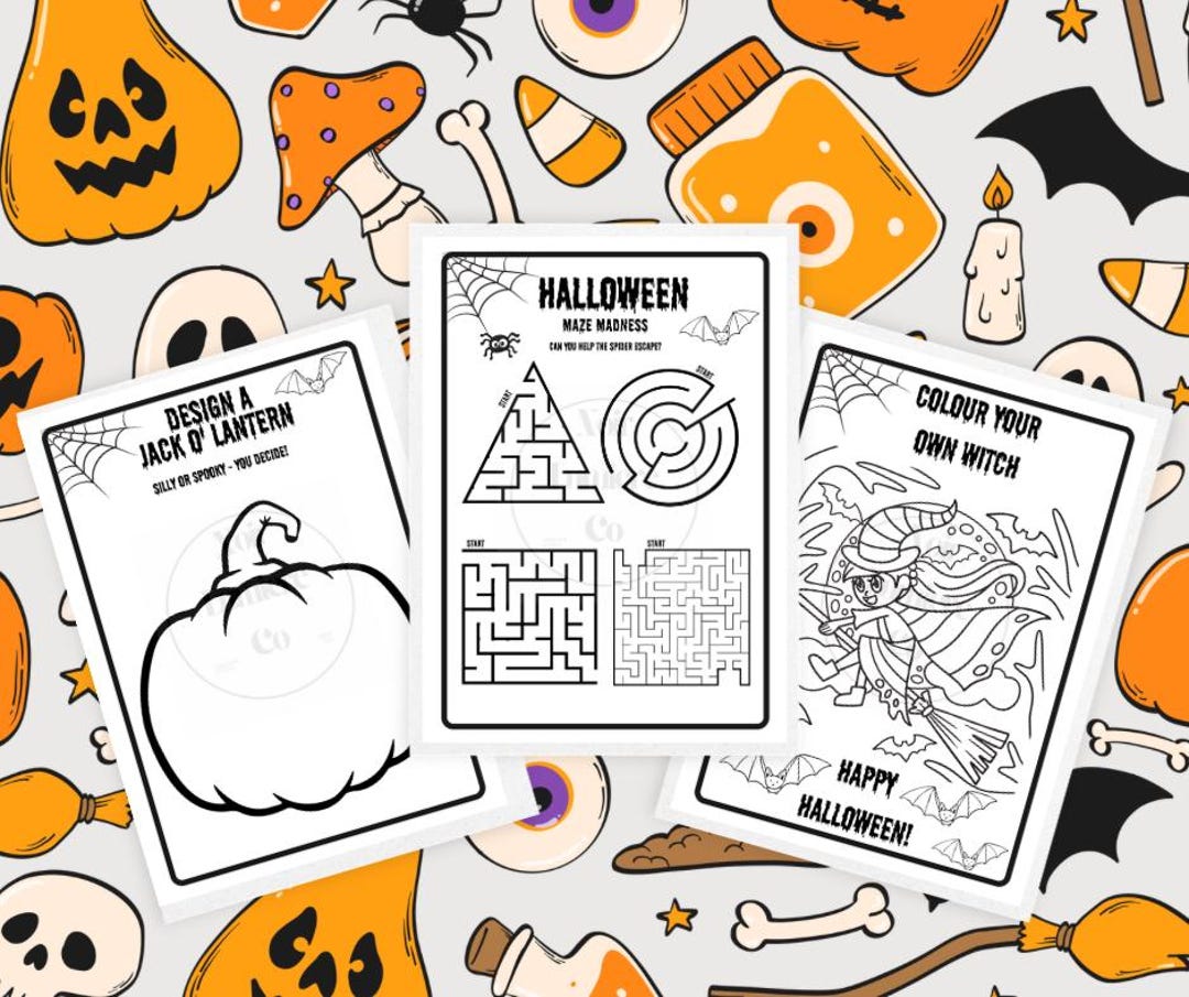 Halloween Activity Pack for Kids! L 3 Printable Sheets - Etsy