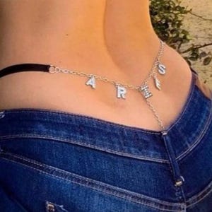 Gepersonaliseerde bling kristal letter naam string taille ketting g-string voor vrouwen sexy kanten bikini slipje ondergoed lichaam, kerstcadeau voor vrouwen