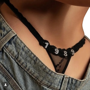 Aangepaste string met naam, lichaamssieraden vrouwen sexy kanten bikini string slipje, aangepaste onderbroek, vrouwen kerstcadeau voor vrouwen cadeau.