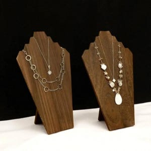Handmade Wooden Necklace Display Stand: Rustic Jewelry Organizer & Photography Prop