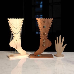 Unique Wooden Jewelry Stand, Abstract Foot Shaped Necklace & Bracelet Holder, Modern Organizer Tree for Dresser, Boutique Display