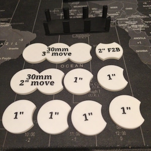 Messhilfe für Tabletop-Wargames, 1-Zoll-Stepper für verschiedene Basegrößen, 25 mm, 28 mm, 30 mm, 32 mm, 40 mm, 50 mm und 60 mm. Messwerkzeug Bild 3