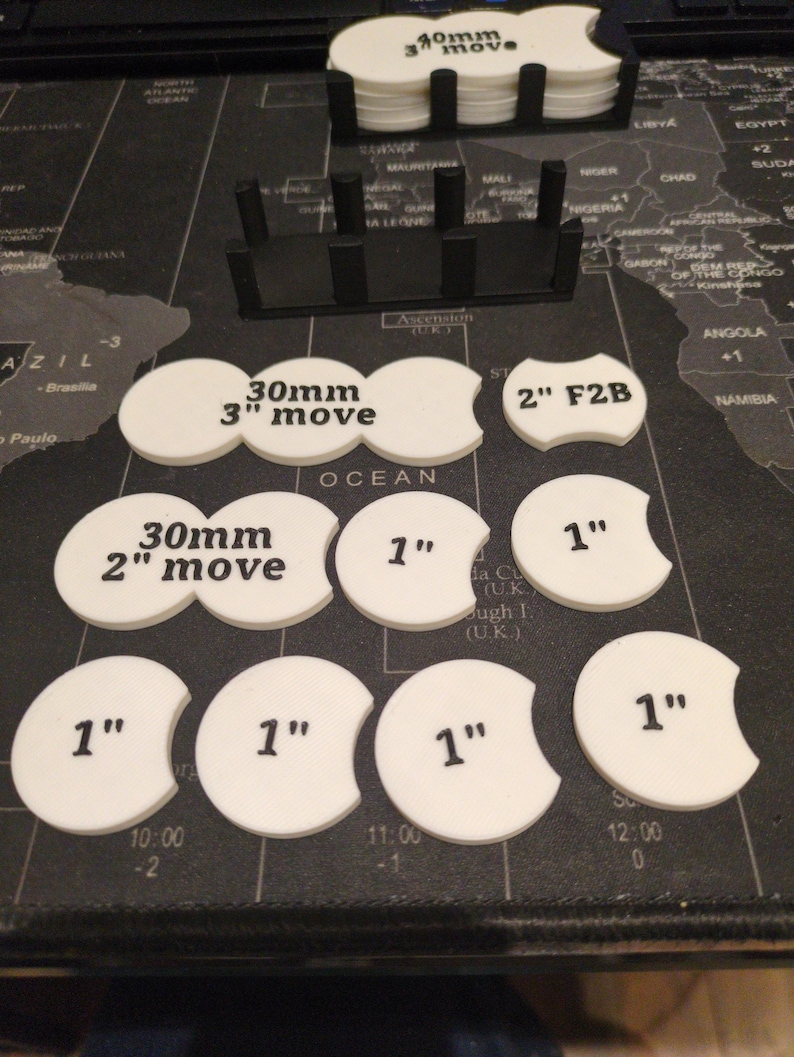 Messhilfe für Tabletop-Wargames, 1-Zoll-Stepper für verschiedene Basegrößen, 25 mm, 28 mm, 30 mm, 32 mm, 40 mm, 50 mm und 60 mm. Messwerkzeug Bild 3