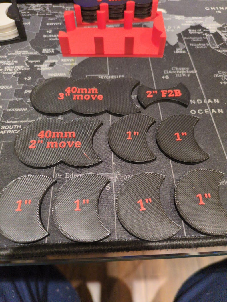 Messhilfe für Tabletop-Wargames, 1-Zoll-Stepper für verschiedene Basegrößen, 25 mm, 28 mm, 30 mm, 32 mm, 40 mm, 50 mm und 60 mm. Messwerkzeug Bild 4