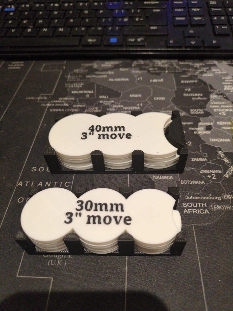 Messhilfe für Tabletop-Wargames, 1-Zoll-Stepper für verschiedene Basegrößen, 25 mm, 28 mm, 30 mm, 32 mm, 40 mm, 50 mm und 60 mm. Messwerkzeug Bild 5