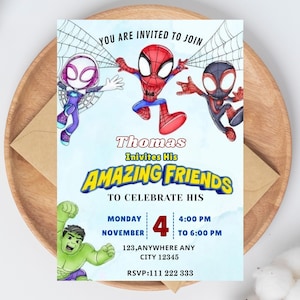 Spidey And His Amazing Friends Birthday Invitation Spidey Invitation Spidey Party Spidey And Friends Boy Invite EDITABLE Instant Digital