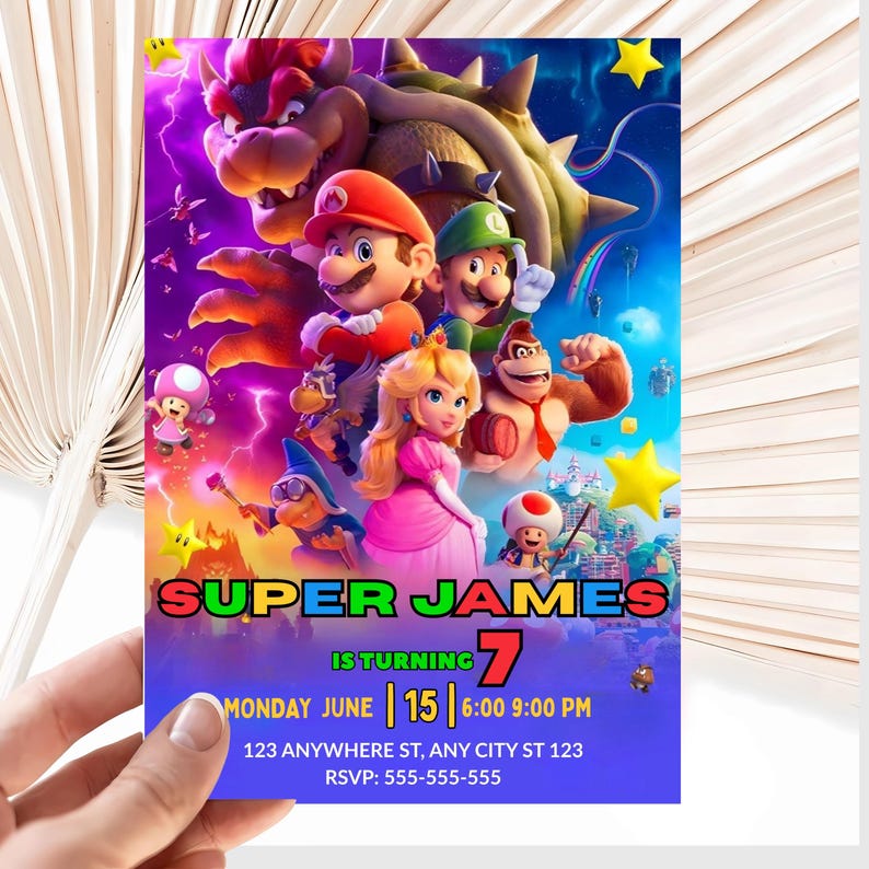 Super Mario Galaxy Birthday Invitation, Outer Space Party Invite for ...