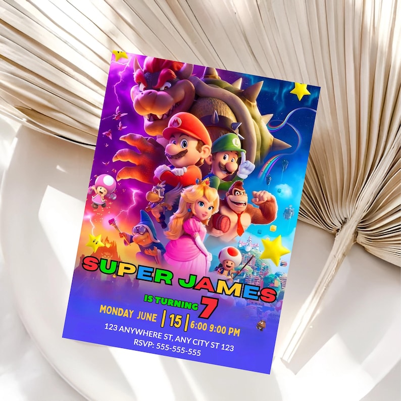 Super Mario Galaxy Birthday Invitation, Outer Space Party Invite for ...