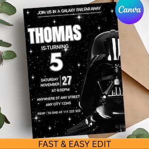 Star Wars Birthday Invitation Template, Kids Party (Digital Download)