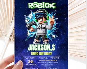 Editable Roblox Birthday Invitation Template, Game Party Invite for Boys, Kids Gaming Theme, Roblox Boys, Canva Template, Instant Download