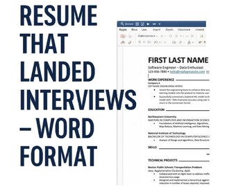 Entry-Level Software Engineer Editable Resume Template (Word Doc) – ATS-Friendly, Project-Based Resume That Got Interviews