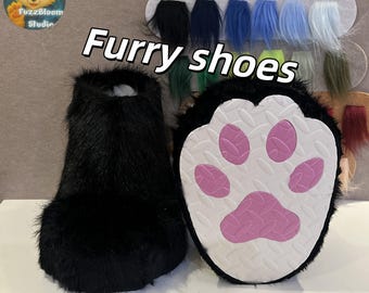 Handgefertigte Kunstpelz Fursuit Paws: Wasserdichte Cosplay Kostüm Schuhe (26 cm)