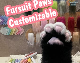Handmade Plush Furry Paw Gloves: Squeaky Cosplay Costume Paws