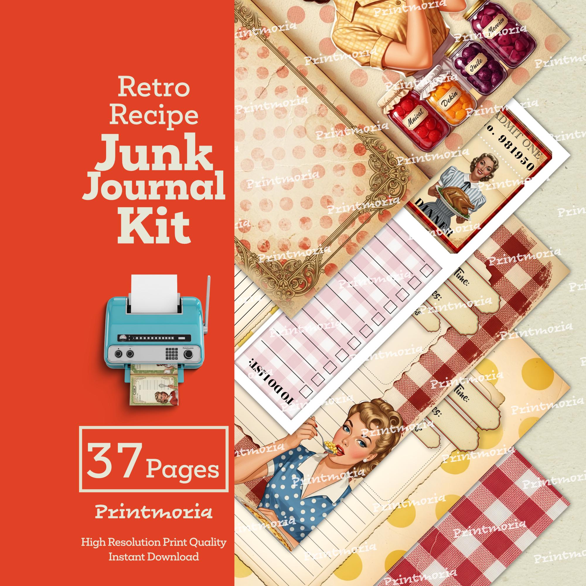 Retro Kitchen Recipe Junk Journal Kit: Cooking Junk Journal Pages ...