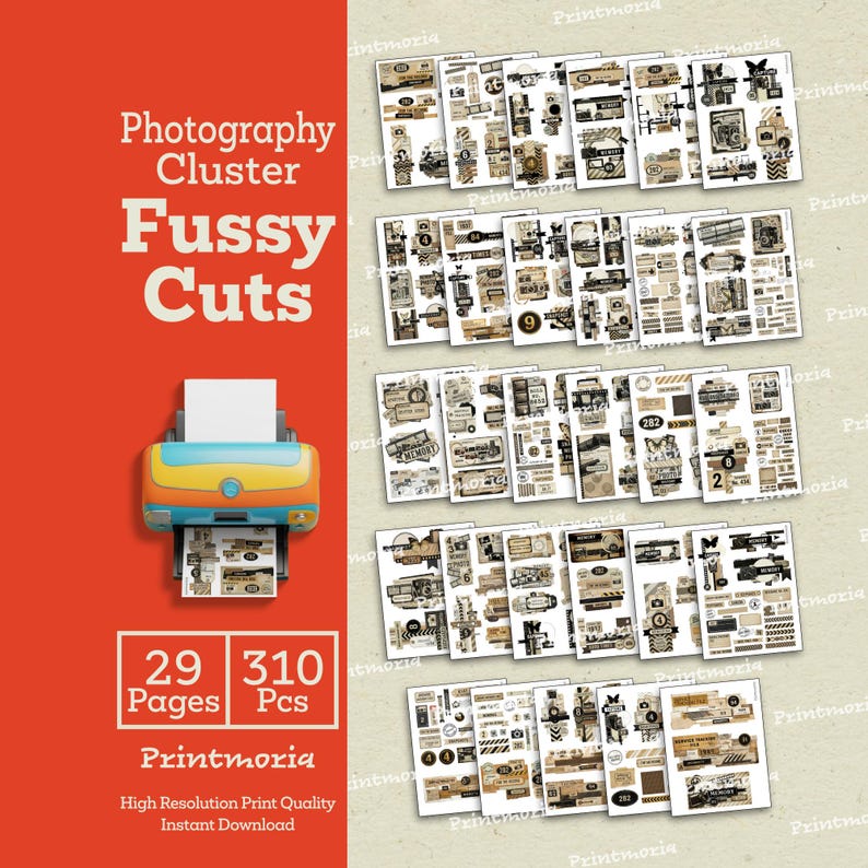Photography Cluster Fussy Cuts, Retro Camera Ephemera for Junk Journals, Retro Film Strip Scrapbooking Kit (Digital Instant Download) image 3