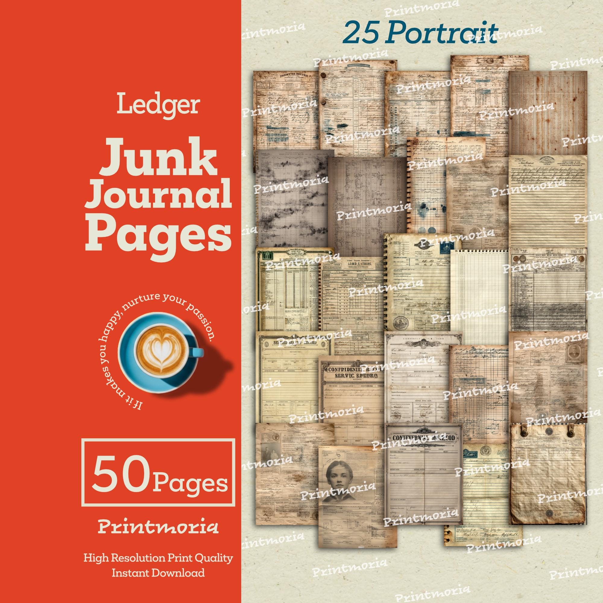 Ledger Junk Journal Pages: Vintage Antique Accounting Sheets, Old ...