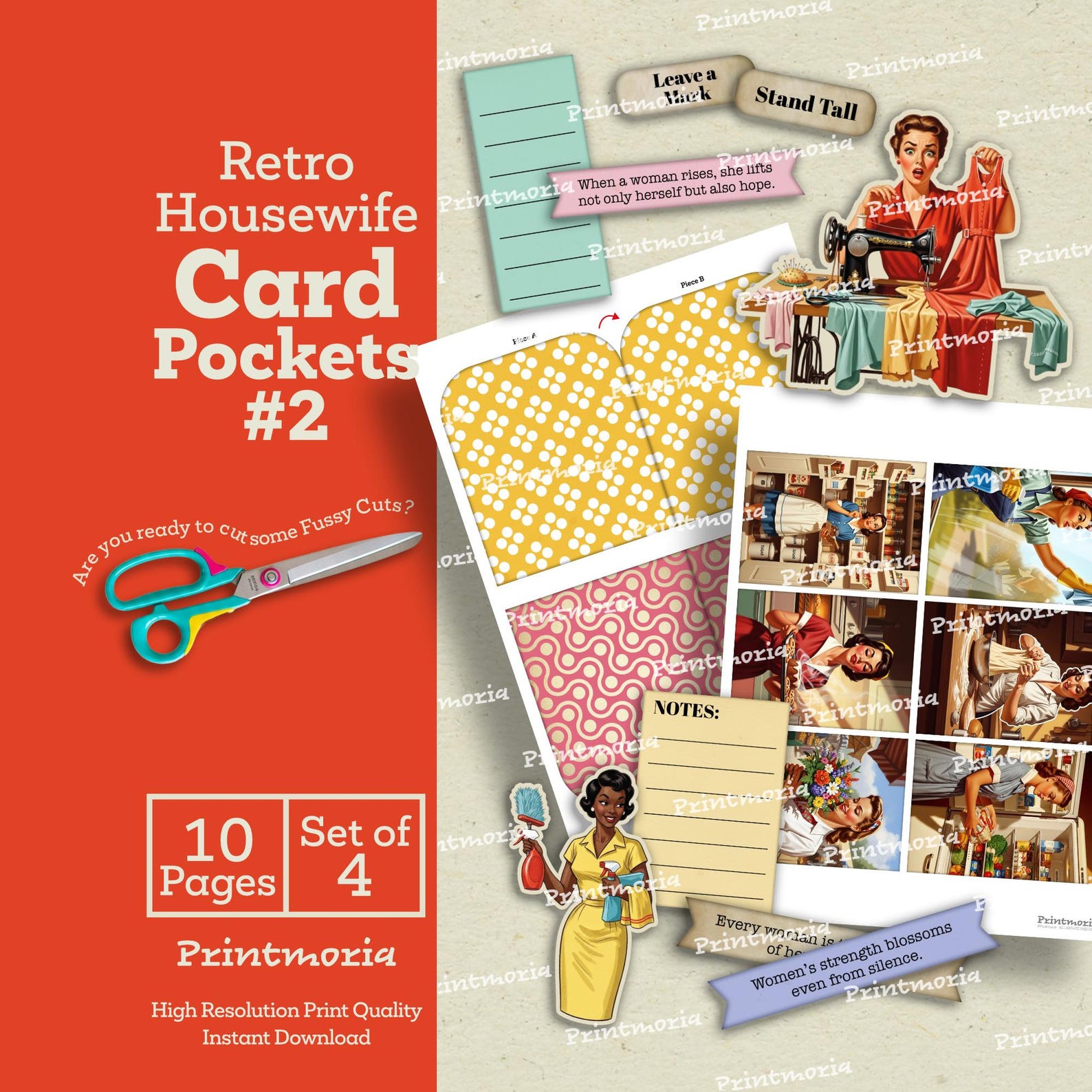 Housewife Card Pockets #2: Vintage 1950s Junk Journal Ephemera Kit ...