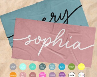 Custom Name Towel: Personalized Girl Towel For Beach, Pool, Vacation, Bachelorette Trip Group Gift, Kid and Teen