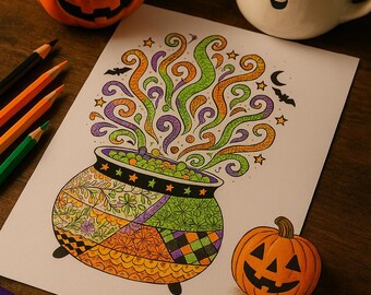 Halloween målarbilder: Spöklika mandalas och scener (PDF-nedladdning)