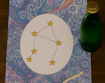 Målarbilder med Vågen-stjärntecken | Astrologi-målarpaket med guidad meditation | Digital nedladdning