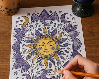 Mönster & Flow Blandad Mandala Målarbok | 5 Invecklade Zentangle-inspirerade Sidor | Digital Nedladdning