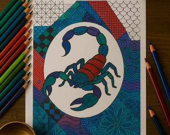 Skorpionens stjärntecken målarbok • 5 utskrivbara sidor + guidad meditation