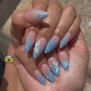 White Koi Fish Water Droplet Nails