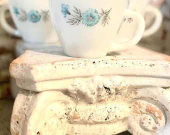 Vintage Fire-King Bonnie Blue Carnation Milk Glass Cup Set