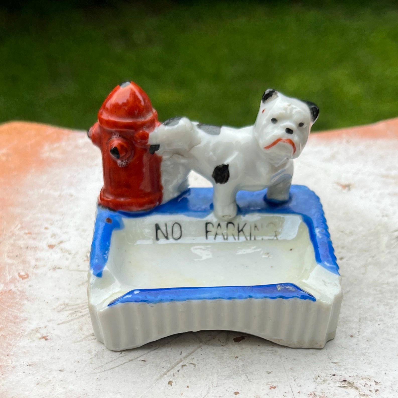 Kitsch Frowning Bulldog Snuffer/ashtray “no Parking” Vintage Japan