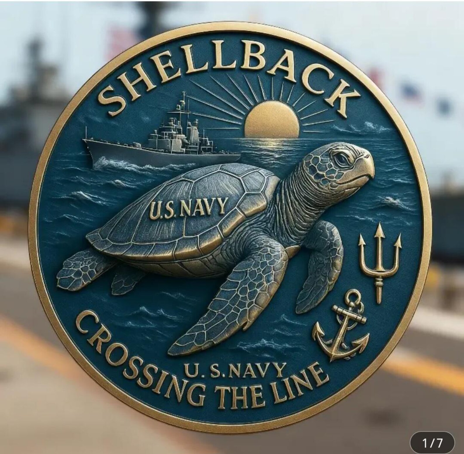 Sea Fall Coin Lettering Navy, Shellback, U. S. Navy, Crossing the Line, Challenge Coin, (this ...