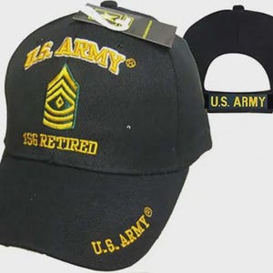 Rank, Army E8 1SG Retired, Baseball Cap/hat, Black
