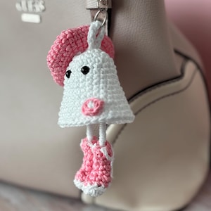 Crochet Cowgirl Ghost Keychain: Handmade Western Halloween Charm