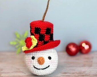 Schneemann Ornament Häkelanleitung • Amigurumi PDF Anleitung • Urlaub Dekor DIY • Anfängerfreundlich