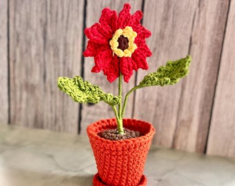 Häkel-Muster: Amigurumi Gerbera Pflanze im Topf (PDF Anleitung)