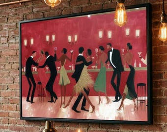 African American Art | Bar Cart Art | Jazz Club Dance | Retro Music Print | DA00239
