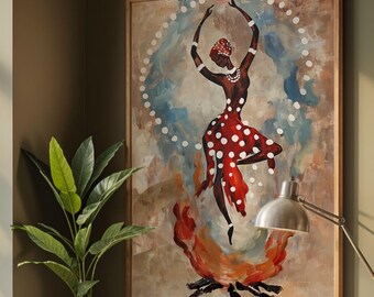 African American Art | Black Woman Earthy | Afrocentric Boho Modern | Feminine Abstract Colorful | DA00141