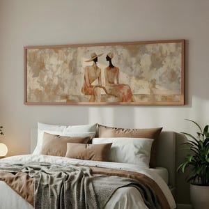 Arte de pared de gran tamaño / Decoración de pared panorámica / Cuadro extragrande sobre la cama e impresión horizontal alargada / DA00163