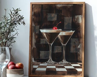 Bar Cart Art, Espresso Martini Art Print, Moody Cocktail Wall Decor | DA00091