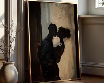 Sensual Line Wall Art | Large Above Bed Decor | Neutral Brown Minimalist Print | DA00220