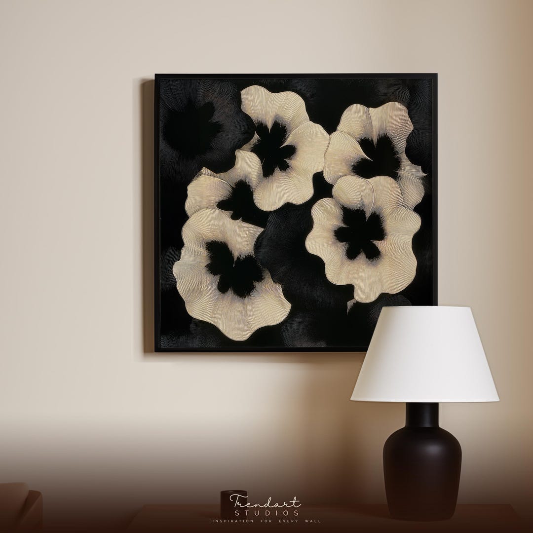 Oversized Black and Gold Wall Art | Large Abstract Floral Print ...