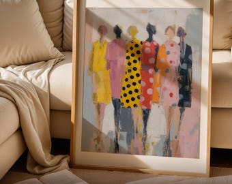 Colorful Wall Art | Abstract Women Print | Modern Figurative Friendship Painting | DA00095