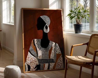 African American Art | Black Woman Boho Wall Decor | Afrocentric Printable Large | DA00146