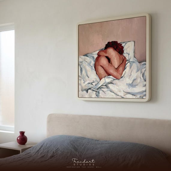 Sensual Wall Art | Moody Terracotta Woman Oil Painting | Above Bed Decor | DA00223