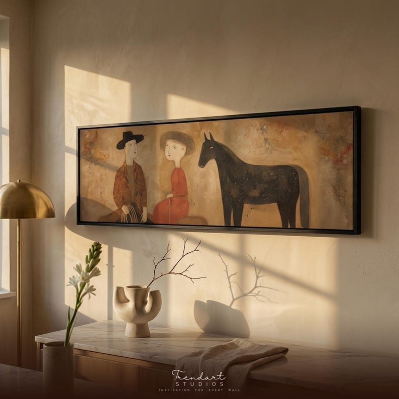 Horse Wall Art | Cowboy Panoramic Print | Western Folk Decor | DA00286 ...