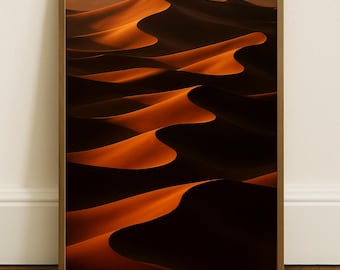 Wüsten Dünen Poster | Minimalistische Landschaftsfotografie | Goldene Sahara Wandkunst | Natur Fine Art Print | Minimalistisch Kunst