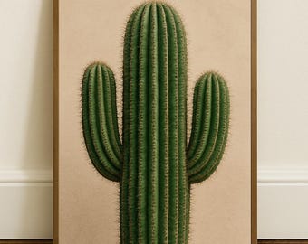 Impresión de arte mural de cactus / Póster botánico minimalista / Arte de plantas del desierto / Decoración moderna del hogar