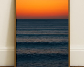 Ocean Photography Print - Serene Minimalist Wall Art, Sunset Seascape for Modern Coastal Decor