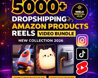 Paquete de más de 5000 Reels de productos de Amazon y dropshipping de alta demanda: videos de productos de moda listos para vender para vendedores de Etsy. ¡Impulsa tus ventas!