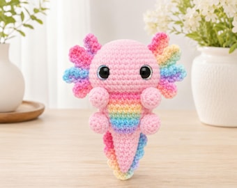 Axolotl Snuggler Crochet Pattern PDF, Strawberry Amigurumi Plush Tutorial, Cute Plush Lovey Doll, Beginner Friendly Instant Digital Download